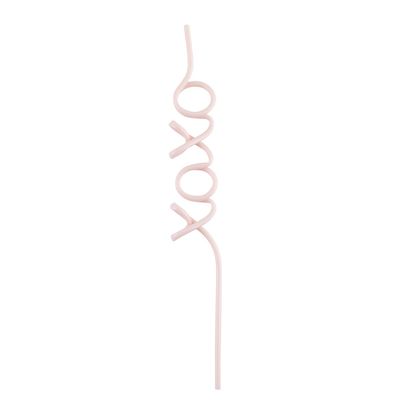 Reusable Drinking Straw, BPA Free Plastic Shaped Word Party Supplies Drink Celebration Decoration, 11 Inches (XOXO)