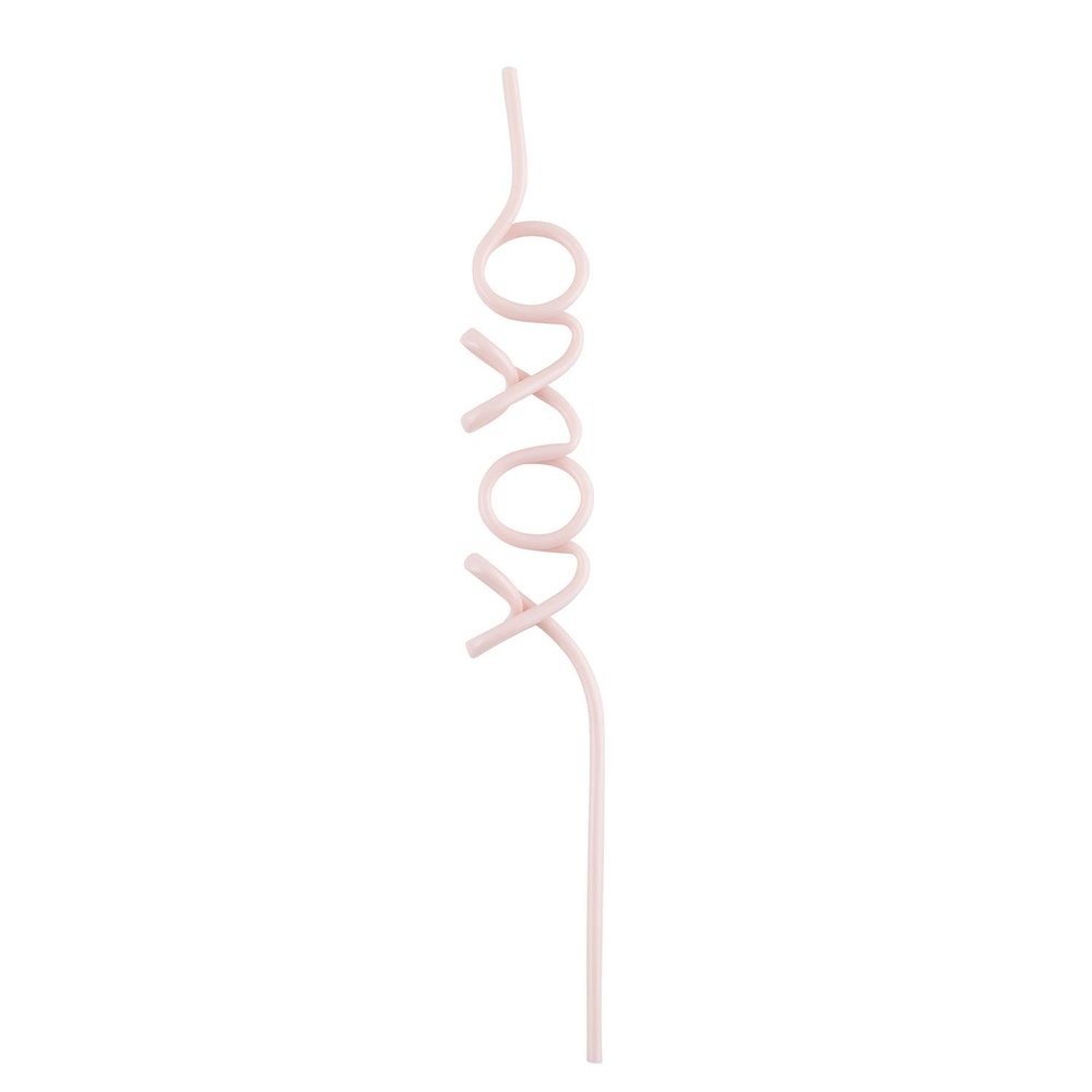 Reusable Drinking Straw, BPA Free Plastic Shaped Word Party Supplies Drink Celebration Decoration, 11 Inches (XOXO)