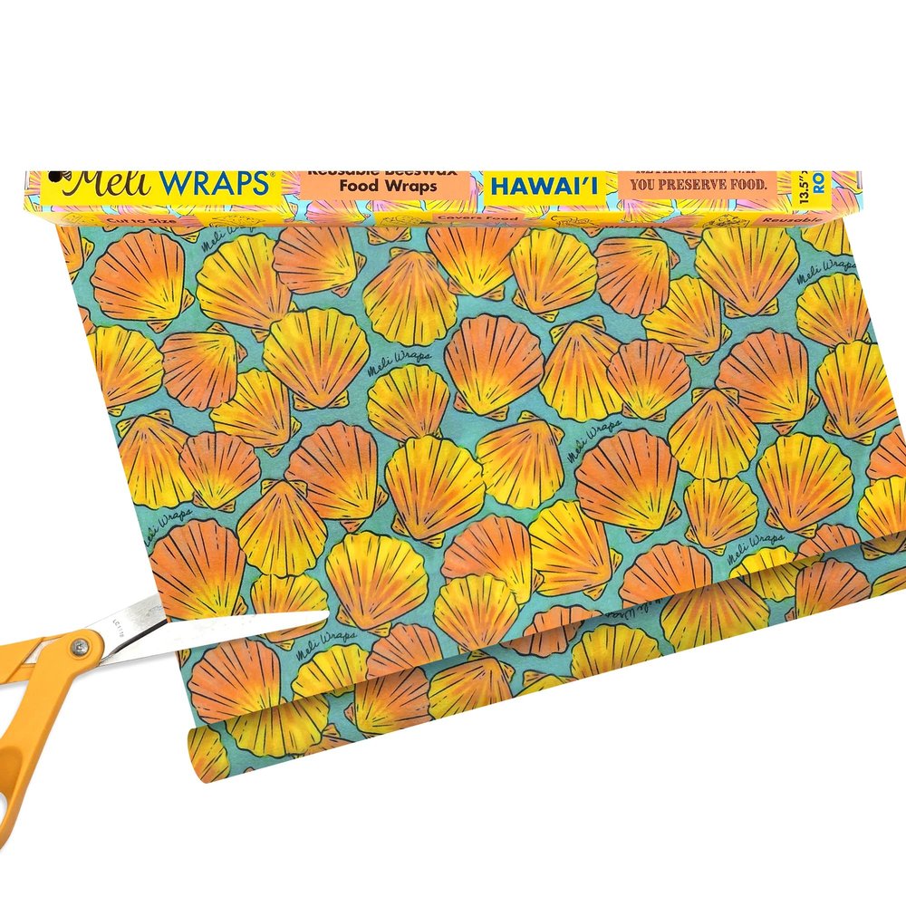 Meli Wraps - Reusable Beeswax Wrap Roll, Zero Waste Beeswax Wraps for Covering Food, Kitchen Roll for Food Storage, 13.5 x 42, Shells