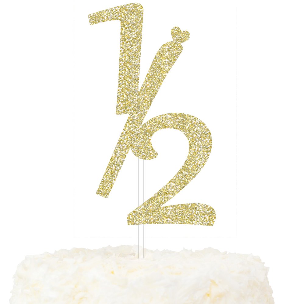 LOVENJOY 6 Months Cake Topper Gold Glitter Half Year Old 1/2 Baby Birthday Decoration