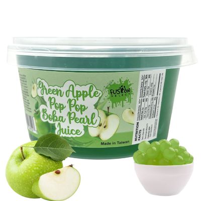 Fusion Select Boba Bursting Bobaz Popping Bobaz Pearls Fruit Tea Snack Toppings (490 Grams, Green Apple)