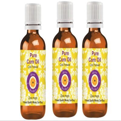 dve herbes Pure Corn Oil (Zea mays) Cold Pressed Pack of Three 100ml X 3 (10 oz)