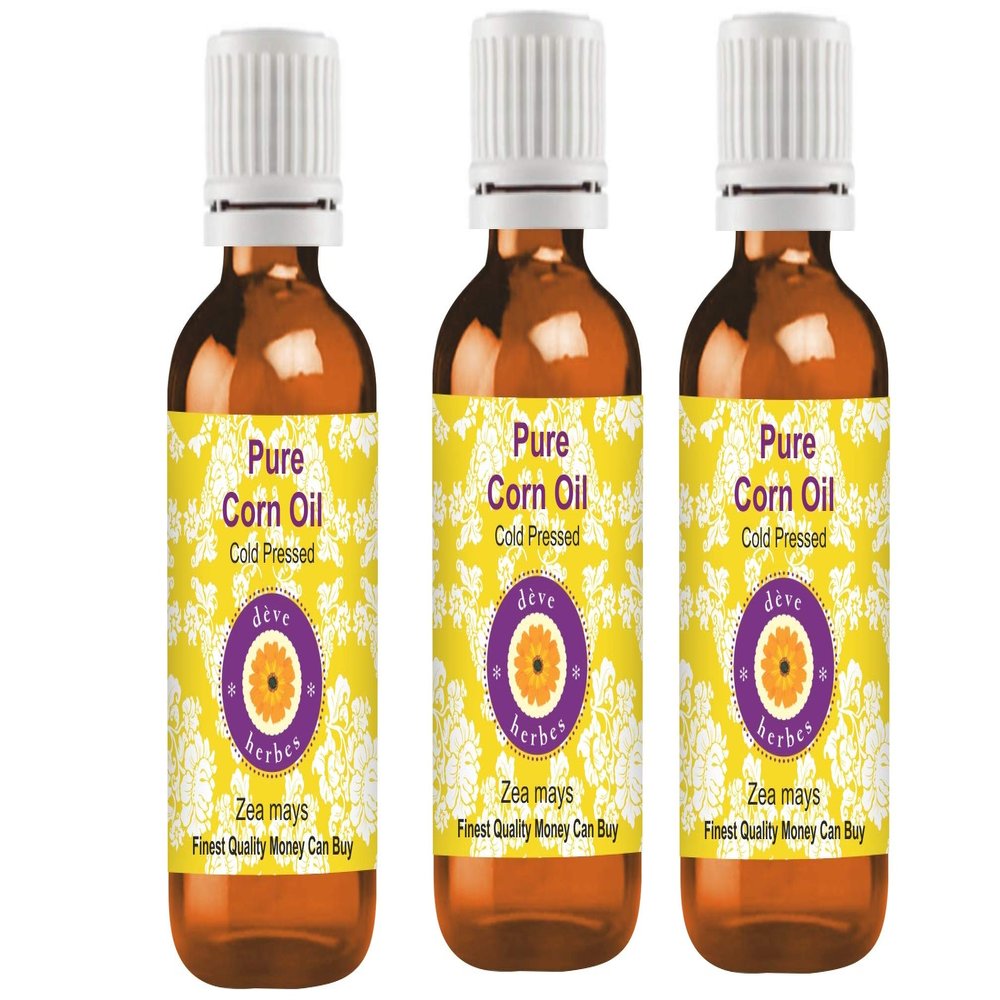 dve herbes Pure Corn Oil (Zea mays) Cold Pressed Pack of Three 100ml X 3 (10 oz)