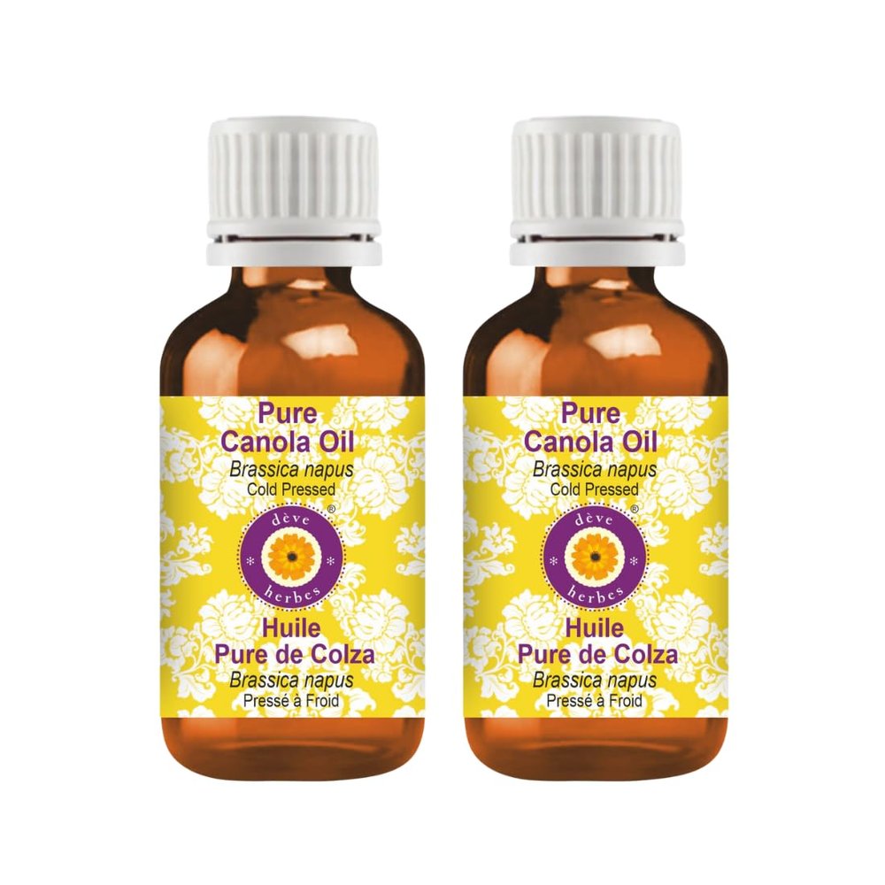 Deve Herbes Pure Canola Oil (Brassica Napus) Cold Pressed (Pack of Two) 100ml X 2 (6.76 oz)