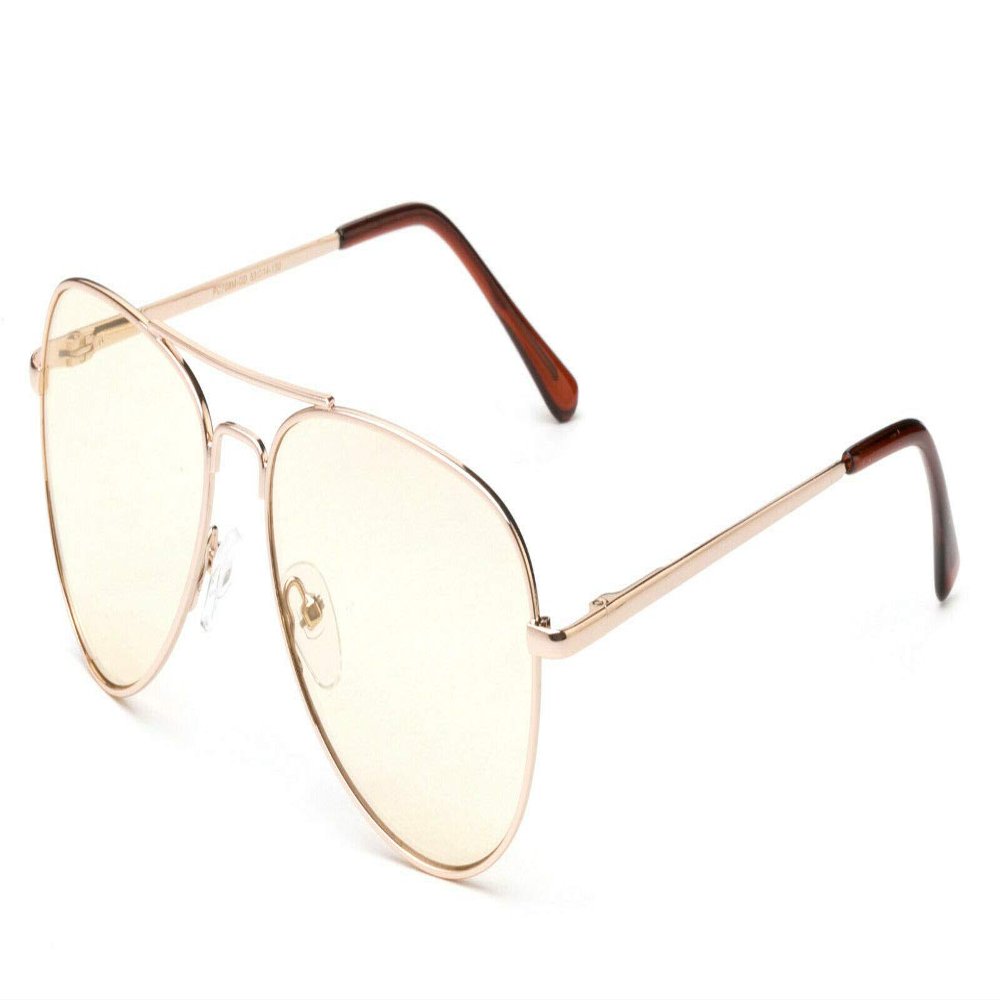 Habib Boys Girls Aviator Blue Light Blocking Glasses Gaming Computer UV 100% (Gold)