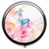 Watercolor Flowers and Butterflies Pill Box/Pill Case-Round Pill Box/Case- Three-Compartment Pill Box/Pill Case view 1