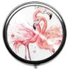 Watercolor Flamingo Love Pill Box/Pill Case-Round Pill Box/Case- Three-Compartment Pill Box/Pill Case view 1