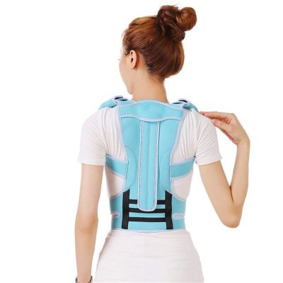 DSMYYXGS Adjustable Posture Corrector Back Support Shoulder Lumbar Brace Support Corset Back Belt for Men Women Improve Shoulder Upper (Color : Blue, Size : Medium)