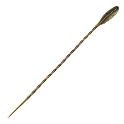 Mingchen 1 Pc Feather Carving Shape Cigar Draw Enhancer Tool, Gold Spiral Ventilation Needle Cigar Pick Tool Accessories, Metal Copper Retro Hairpin