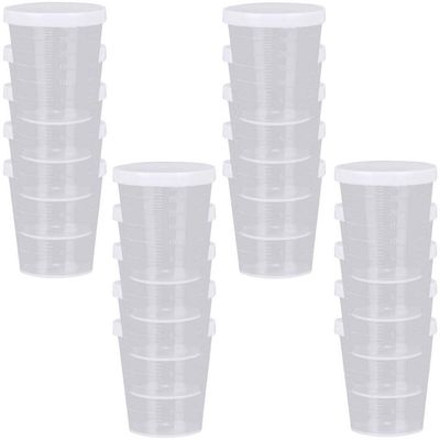 Goeielewe 20PCS Plastic Medicine Cups with Lids, 30ML Clear Reusable Graduated Cups Transparent Scale Measuring Cups, Measure Container for Mixed Pills, Liquid Medication