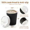 Fit Meal Prep 50 Pack 12 oz Black Disposable Coffee Cups with Lids, Corrugated Triple Wall To Go Hot Cups, Insulated Paper Coffee Cups for Hot Beverages, Travel, Home, Office (White Lids) view 2
