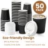 Fit Meal Prep 50 Pack 12 oz Black Disposable Coffee Cups with Lids, Corrugated Triple Wall To Go Hot Cups, Insulated Paper Coffee Cups for Hot Beverages, Travel, Home, Office (White Lids) view 4