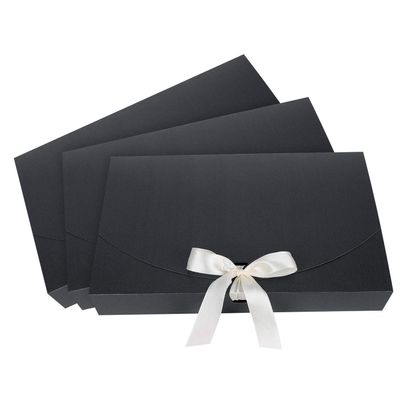 10Pcs Rectangle Presents Box Paperboard Gift Packaging Box with Ribbon Bowknot Bracelet Necklace Shirt Lingerie Wrapping Box for Valentine Day Birthday Wedding Anniversary Bridal Shower Party (black)