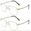 2 Pairs Men Women Gold Reading Glasses Blue Ray Block Progressive Reader With Case Titanium Flex Frame (2 Pairs - Gold, 1.00) view 1