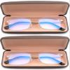2 Pairs Men Women Gold Reading Glasses Blue Ray Block Progressive Reader With Case Titanium Flex Frame (2 Pairs - Gold, 1.00) view 2