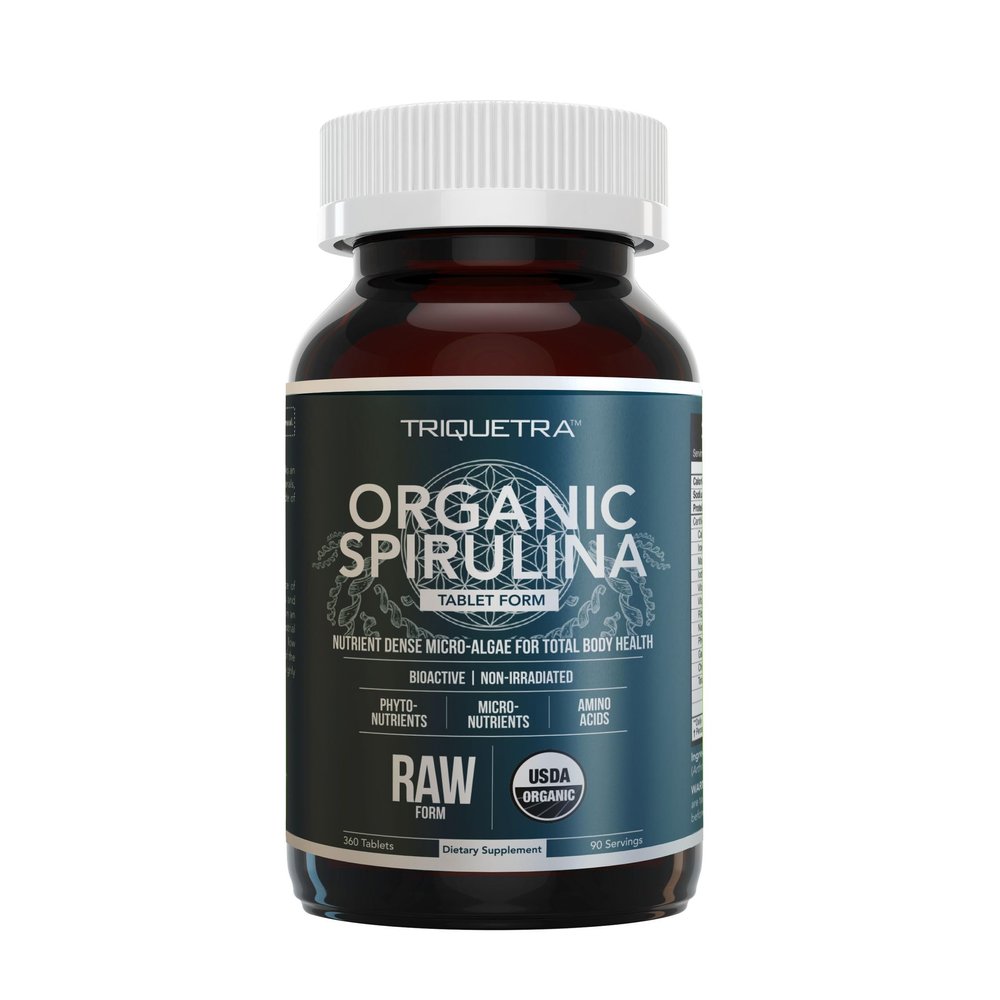 Organic Spirulina Tablets (360 Tablets) - Made with Parry Spirulina, The Best Spirulina in the World, Highest Nutrient Density - Non-Irradiated, 3 Organic Certifications (90 Servings)