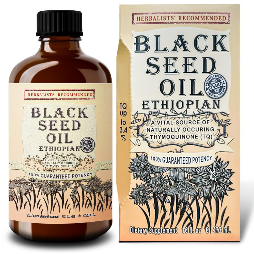 Ethiopian Black Seed Oil 16oz  Extra Strength 3x Thymoquinone  100% Pure Cold-Pressed Nigella Sativa  Immune, Joint, Hair and Skin Support