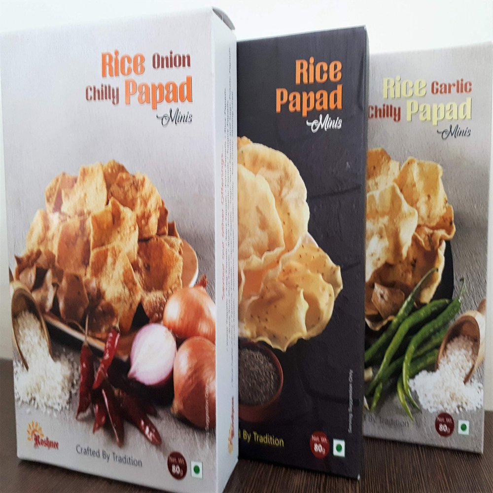Roshnee Rice Papads Combo Pack - 80 gm x 3 = 240GM (Combo Minis)