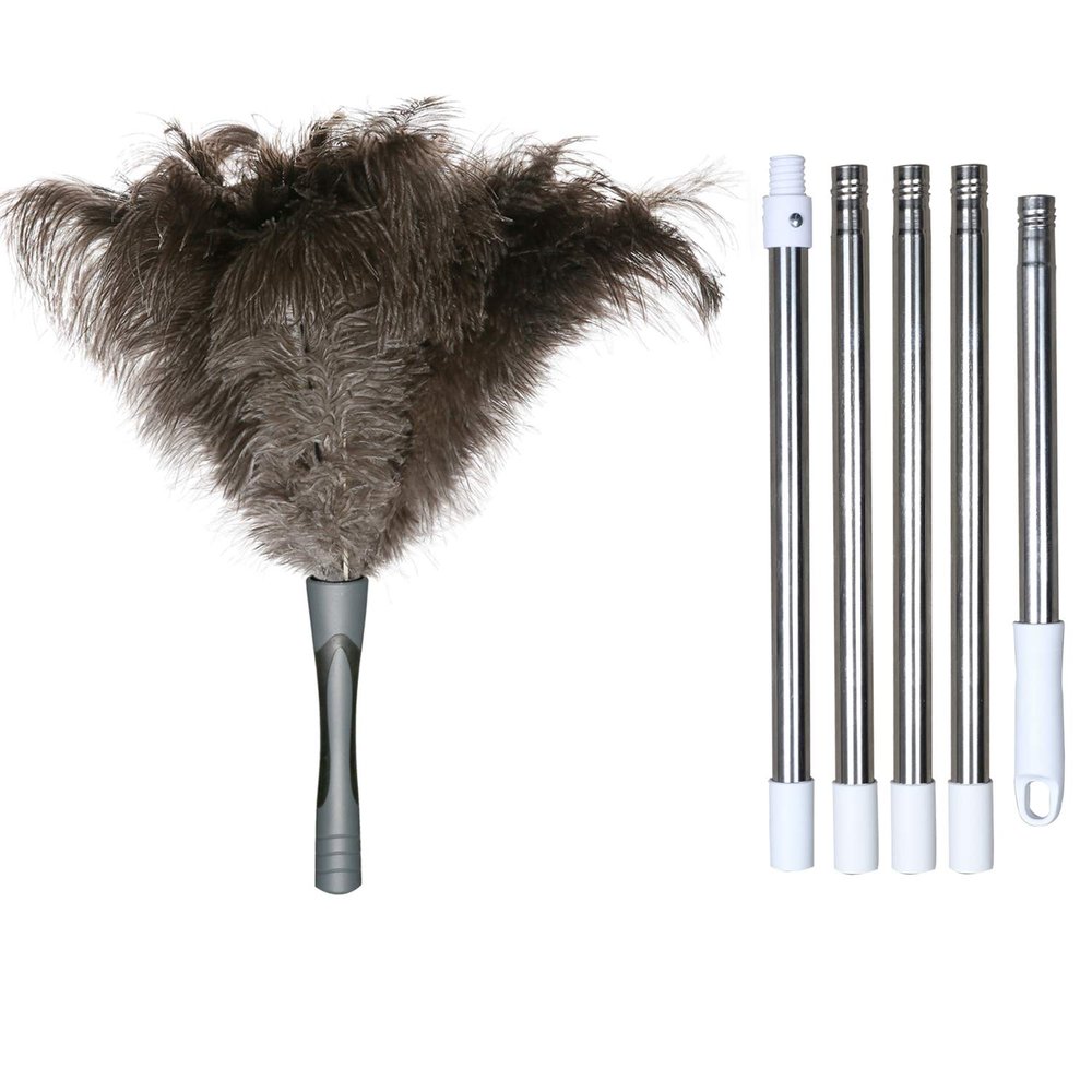 Midoneat Gray Ostrich Feather Duster with 71Inch Pole,Extendable Microfiber Duster for Home Cleaning