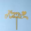 10pcs Happy Mothers Day Cake Toppers Acrylic Cake Picks for Mothers Day Birthday Cake Decoration - Golden view 2