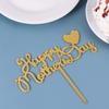 10pcs Happy Mothers Day Cake Toppers Acrylic Cake Picks for Mothers Day Birthday Cake Decoration - Golden view 3