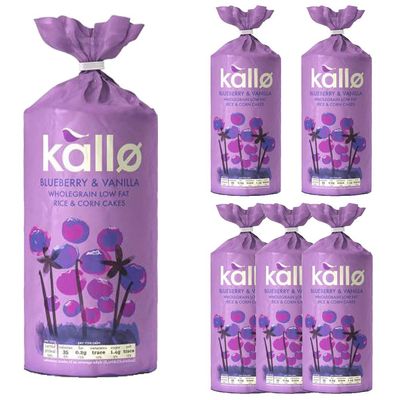 Kallo Blueberry & Vanilla Rice & Corn Cakes 120g (Pack of 6)