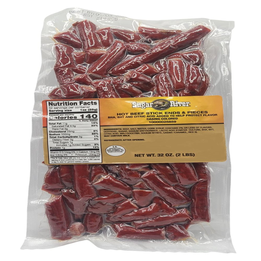 Sugar River Meat Snack Links Ends & Pieces 2 lbs (Hot Beef Stick)