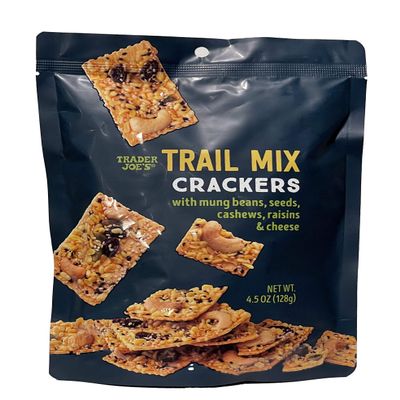 Trader Joe's Trail Mix Crackers with Mung Beans, Seeds, Cashews, Raisins & Cheese - 4.5oz (128g)