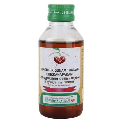 Vaidyaratnam Hinguthrigunam Thailam Chikkanpakam 100 ml (Pack of 2) Ayurvedic herbal products, Ayurveda Organic products