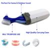 Denture Case,Denture Cups Bath, Toothbrush with hard denture, Dentures Container with Basket Denture Holder for Travel,Mouth Guard Night Gum Retainer Container (Purple) view 4
