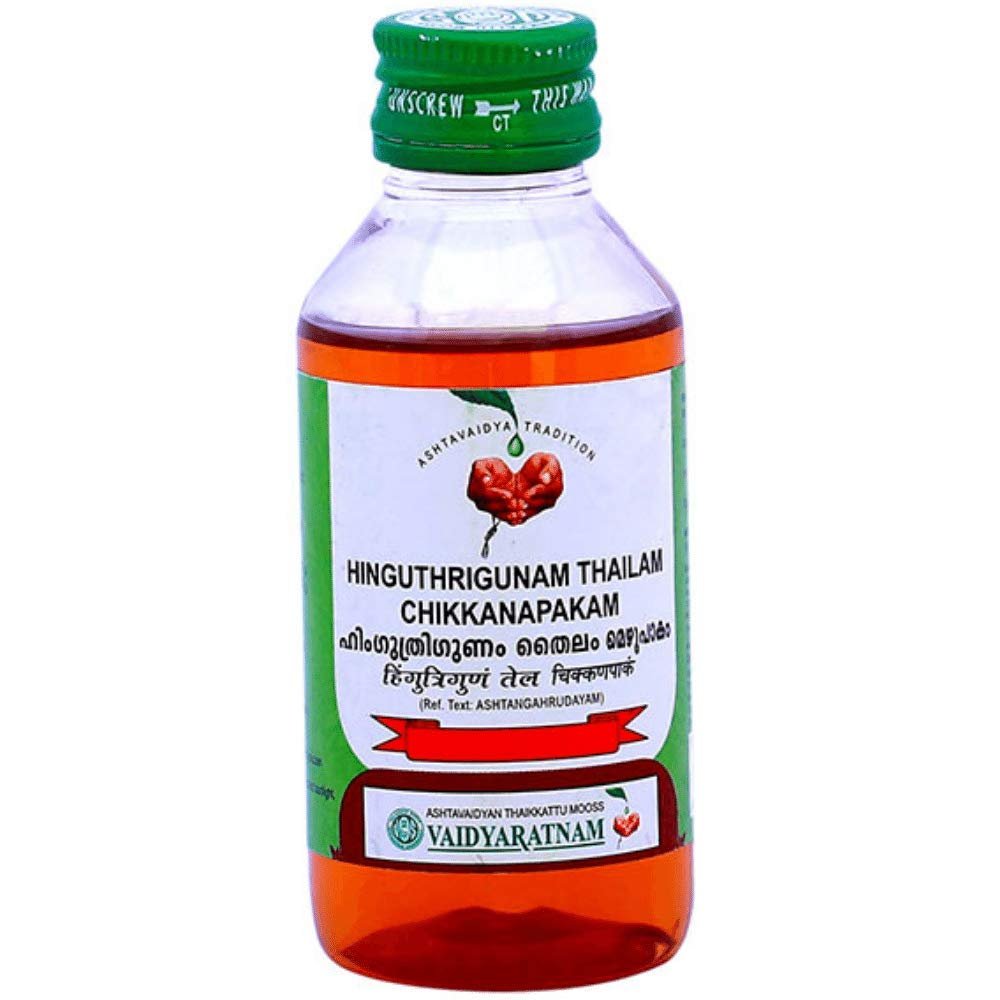 Vaidyaratnam Hinguthigunam Thailam Chikkanapakam 100 ml (Pack Of 3) Ayurvedic herbal products, Ayurvedic Organic products, Vaidyaratnam Products