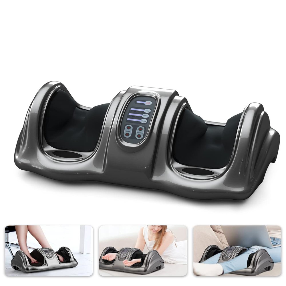 ARLIME Shiatsu Foot Massager with Remote, 4 Modes Deep Kneading Rolling, Leg Ankle & Calf and Feet Massage for Neuropathy, Pain Relief, Plantar Fasciitis, Blood Circulation, Gray