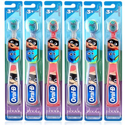 Hippie Hype Kids Manual Toothbrush, for Children and Toddlers 3+, Extra Soft Bristles - Pack of 6 (Characters Vary)