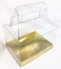 Durapak Supplies 192 PCS 4(W) x3(D) x2.5(H) Gable Handle w/Golden Card Bottom, Clear Plastic PVC Boxes for Party Favor Wedding Favor, retail products packaging and display view 1