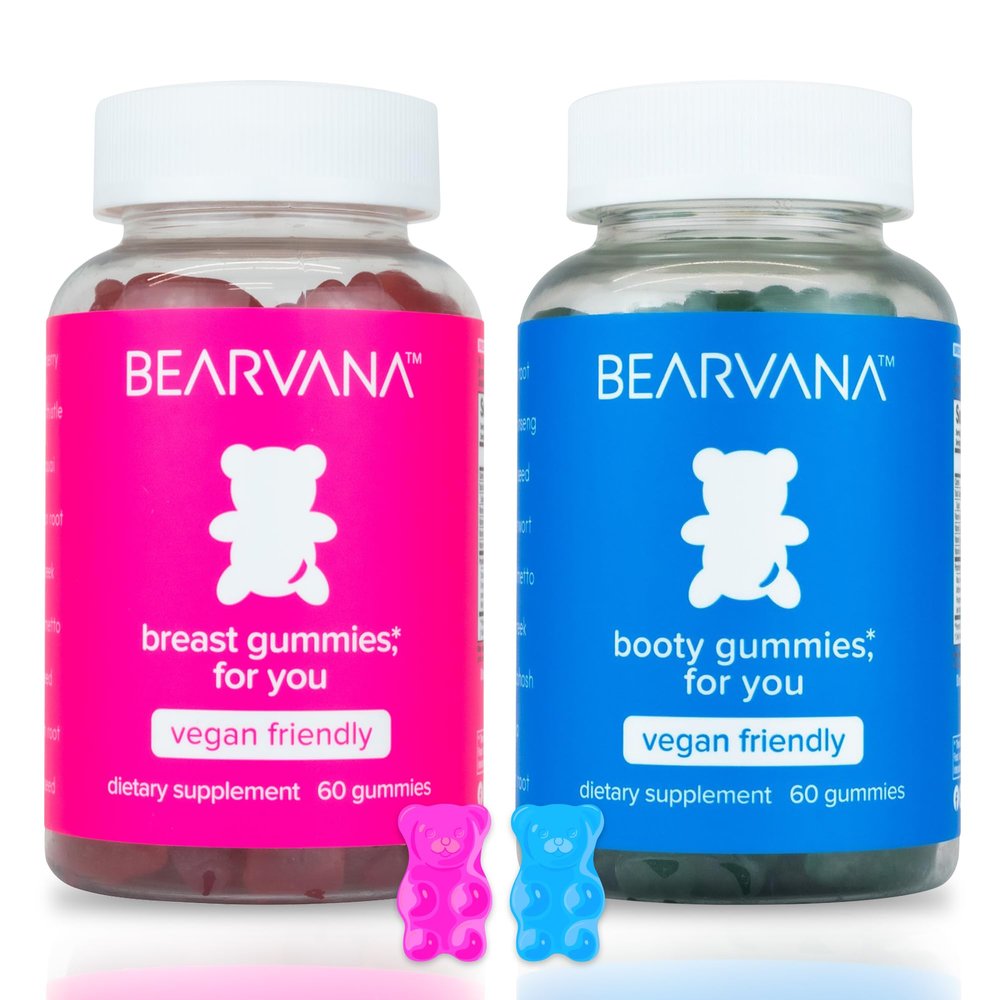 BEARVANA Top & Peach Support Combo Pack Multivitamin Gummies for Women | Includes Herbal Extracts & Essential Vitamins | Berry Flavor | 2-Pack (120 Gummies)