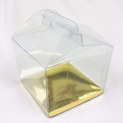 Durapak Supplies 144 PCS 4(W) x4(D) x4.5(H) Gable Handle w/Golden Card Bottom, Clear Plastic PVC Boxes for Party Favor Wedding Favor, retail products packaging and display