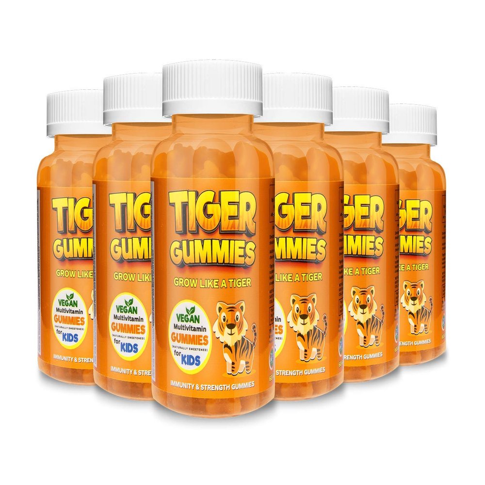 All-in-One Kids Multivitamin by Tiger Gummies - 22 Immunity & All Natural Vegan Ingredients. (6 Pack, 360 Count, 22 Vitamins in one Gummy, for Ages 4-18)