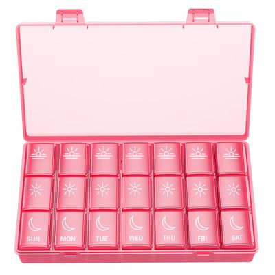 BUG HULL Weekly Pill Organizer 3X a Day, Daily 7 Day Medicine Pill Organizer 3 Times a Day, Travel Pill Case Container for Vitamins, Supplements