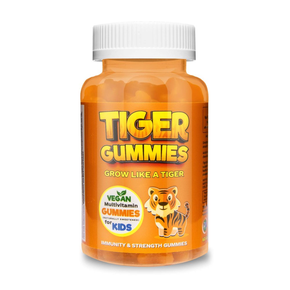 All-in-One Kids Multivitamin by Tiger Gummies - 22 Immunity & All Natural Vegan Ingredients. (1 Pack, 60 Count, 22 Vitamins in one Gummy, for Ages 4-18)