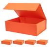 OBMMIRAO Upgrade 5PCS 13x9x4 Inch Orange Hard Large Gift Box with Lid, Foldable Magnetic Gift Boxes,Groomsman Box bridesmaid proposal box, Reusable Gift Boxes for Clothes view 1
