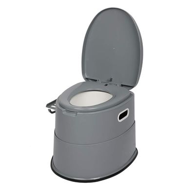 Portable Toilet Folding Plastic Toilet Potty for Pregnant Woman Elder Patient Adult Indoor Outdoor Travel Toilet with Bucket & Paper Holder - 200LBS Capacity (Gray))