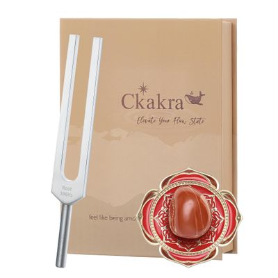 Ckakra Solfeggio Frequencies Tuning Fork Kit with Natural Crystal,396hz,Inner Peace,Thank you gifts for women,meditationg beginner,Red Root
