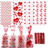 Yoption 160PCS Valentines Heart Clear Cellophane Treat Bags with Twist Ties, Wedding Party Favor Bags for Candies Cookie Chocolate Snack view 1