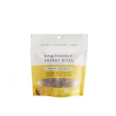 AMG Snacks Lemon Coconut Energy Bites | 4.3 oz, Pack of 3 (36 Bites Total) | Date and Nut Energy Snacks Protein Bars | Non GMO, Gluten Free, Vegan Protein Bites | Made with All Natural Ingredients