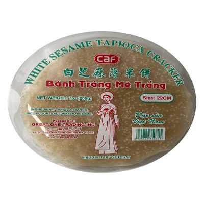 CAF White Sesame Tapioca Cracker, 7oz, 1 Pack