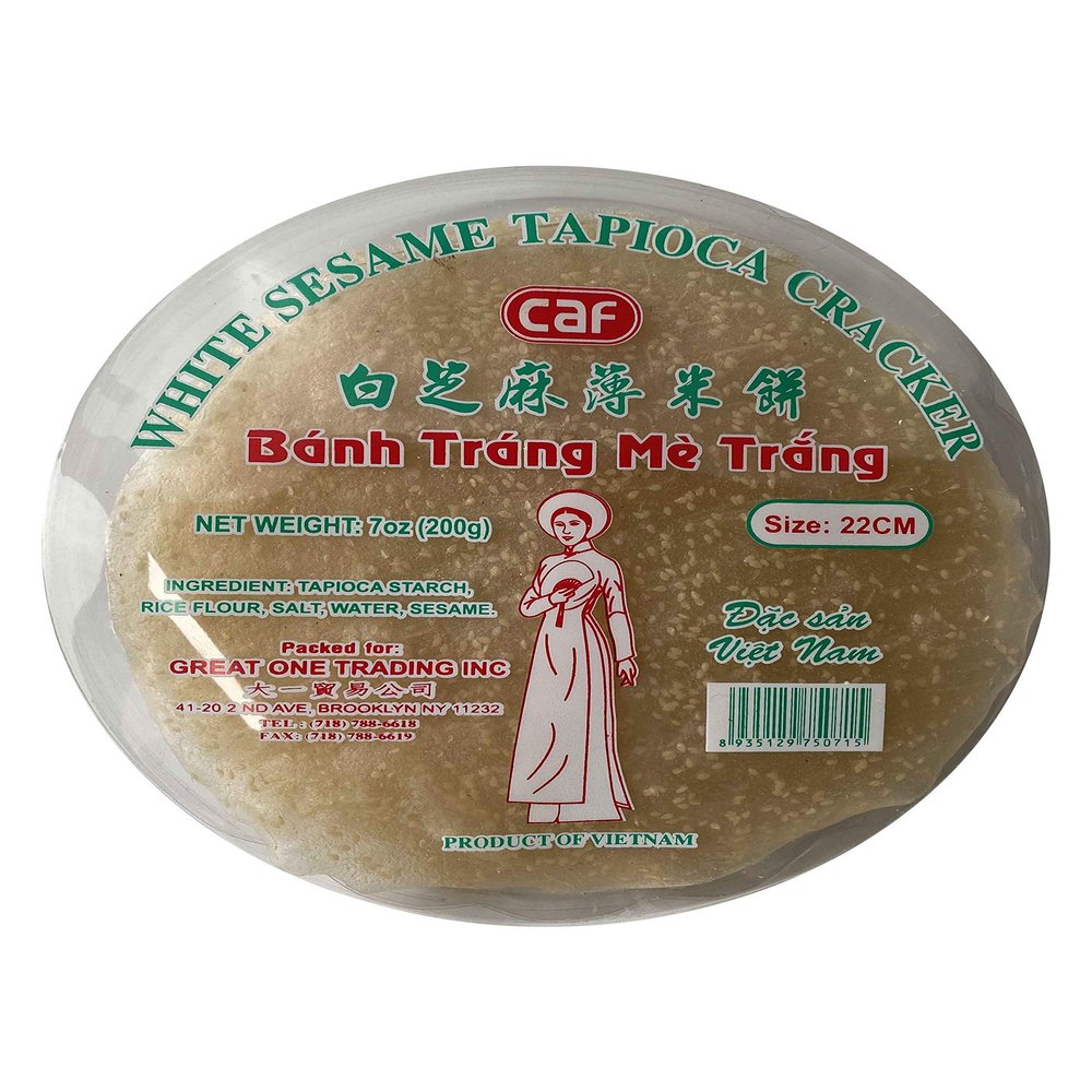 CAF White Sesame Tapioca Cracker, 7oz, 1 Pack