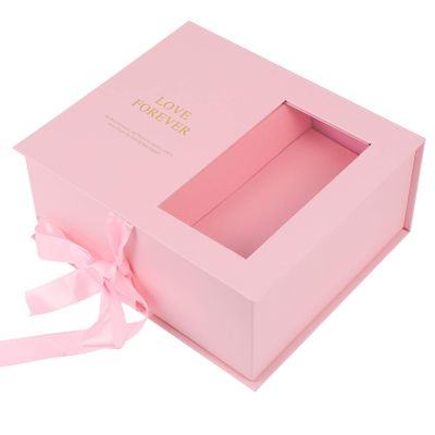 NUOBESTY Valentine's Day Flower Wrapping Box Elegant Half-window Packaging Case Hard Cardboard Floral Holder for Birthdays Anniversaries and Special Occasions