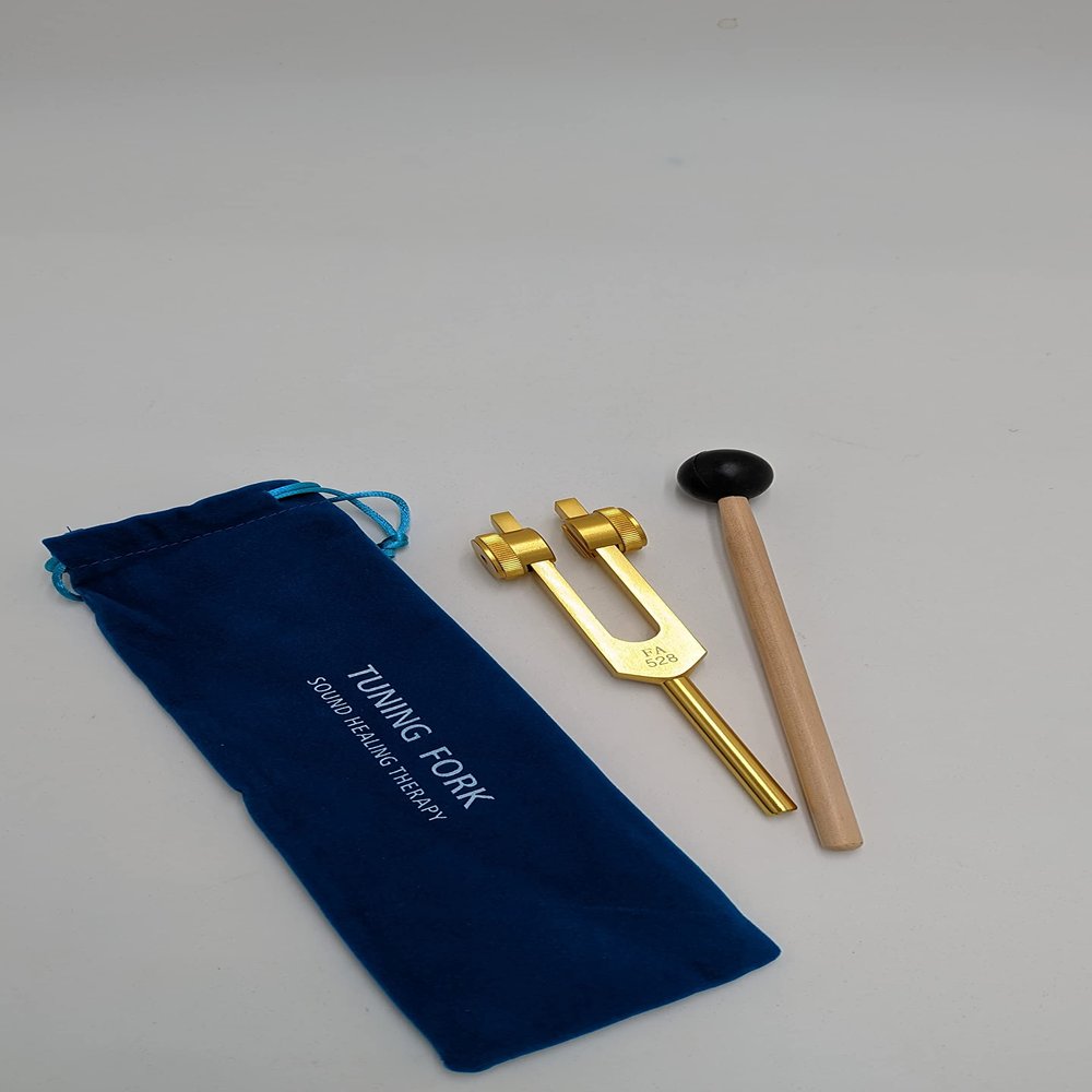 YANTRA Yantra Weighted Gold 528 Hz MI Part of Solfeggio Tuning Fork Healing Sound Therapy with Mallet and Bag