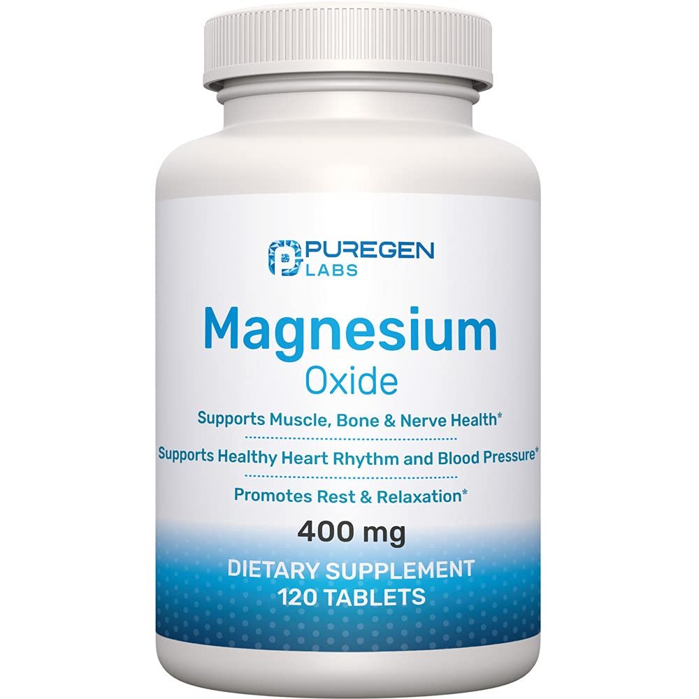 Magnesium 400mg [High Potency] Supplement  Magnesium Oxide for Immune Support, Muscle Recovery, Leg Cramps and Relaxation 120 Tablets