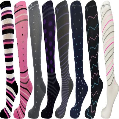 8 Pair Colorful and Fun Compression Sock Designs